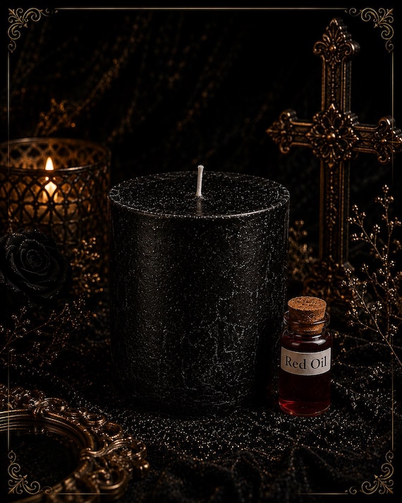 Dustine's Legitimately Blessed Black Candle #7 Dipped in Red Oil
