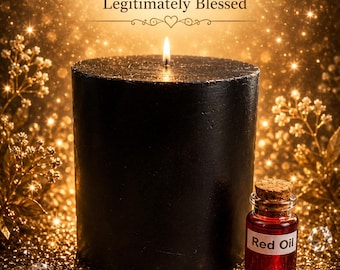 Dustine's Legitimately Blessed Black Candle #6 dipped in Red Oil