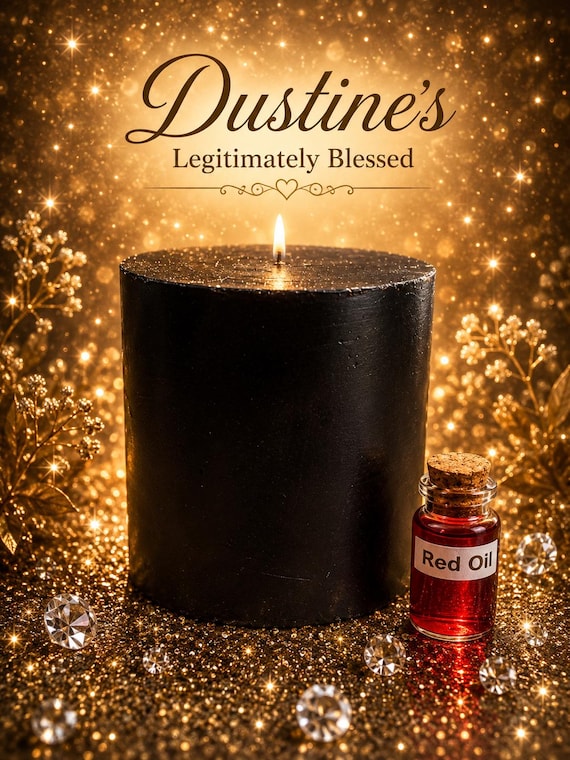 Dustine's Legitimately Blessed Black Candle #6 dipped in Red Oil