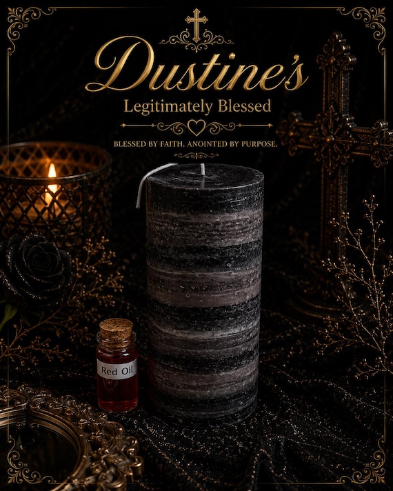Dustine's Legitimately Blessed Black Candle #20 dipped in Red Oil