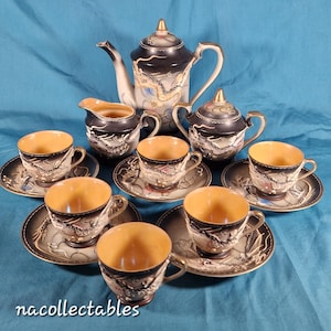 Tea Set, Japanese Moriage Dragonware, Set of 14 Pieces, 1950&#39;s