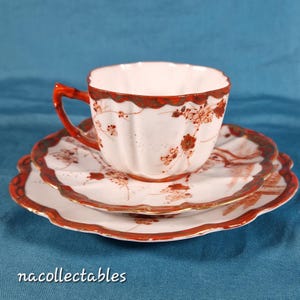 Trio, Tea Cup, Saucer and Side Plate, in Eggshell Porcelain, Japanese Kutani style.