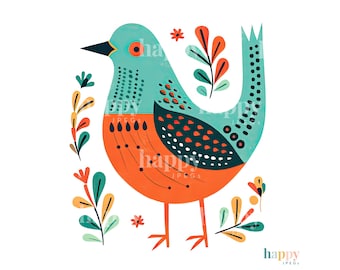 10 Retro Bird Clipart Set - JPEG Birds Clipart - Printable Watercolour Clipart - Colourful Vintage Clipart Bundle - Shirt Design