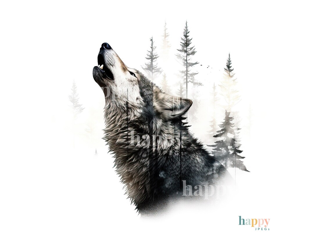 10 Howling Wolf Clipart Bundle Printable Clipart Wolf Jpegs Card Making ...