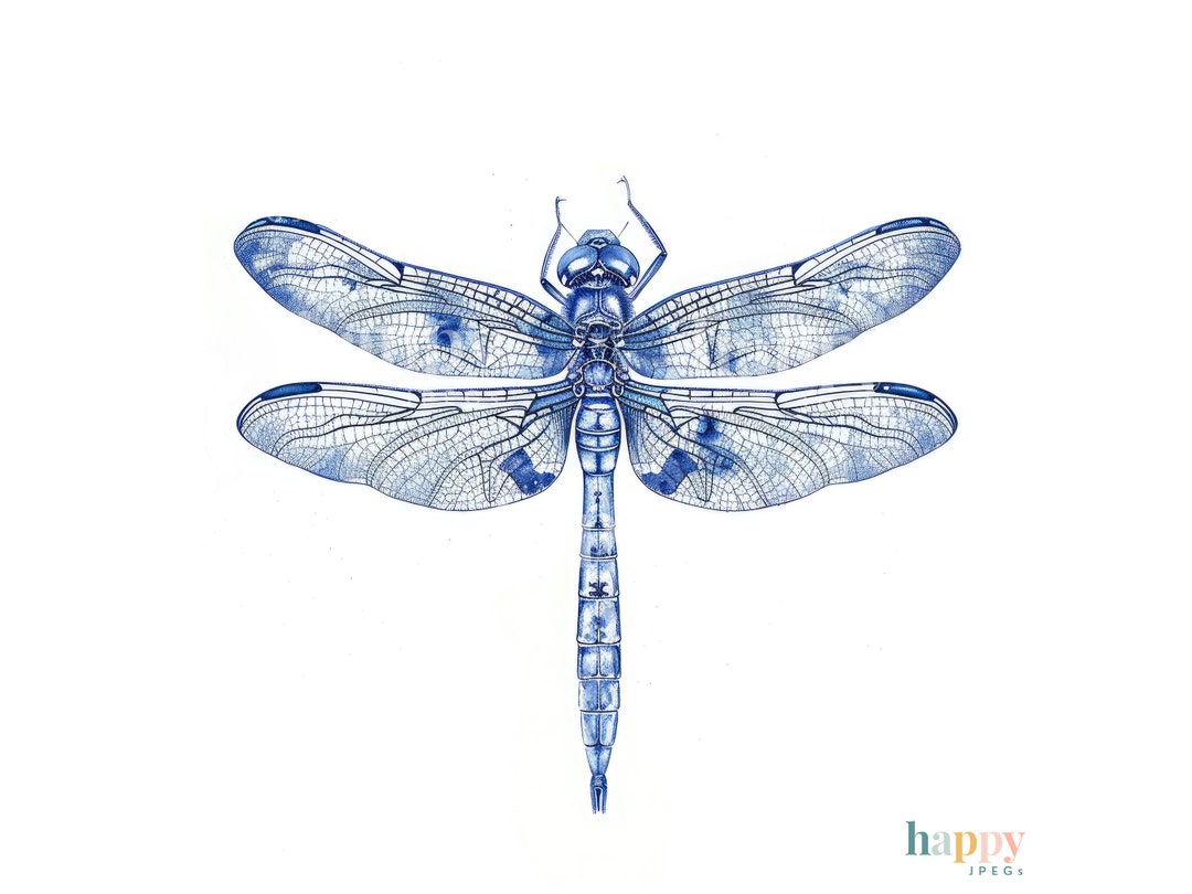 10 Chinoiserie Dragonfly Clipart Blue Dragonfly Clipart Vintage ...