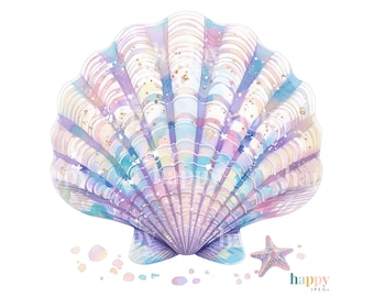 10 Magical Under the Sea Clipart Set - Shell Clipart - Printable Watercolour Clipart - JPEG Clipart Bundle - Commercial Use