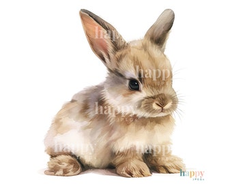 Lot de 10 cliparts lapin mignon bébé - Bundle de cliparts aquarelle imprimable - bébé lapin Clipart JPEG - fabrication de cartes - usage Commercial