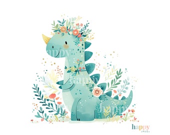 10 Boho Dinosaur Clipart - Baby Dinosaur JPEG -Printable Watercolour clipart - Digital Download - Paper Craft - Commercial Use