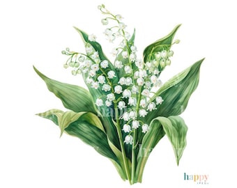 10 Lily of the Valley Clipart - White Floral Clipart - Watercolour Flower Clipart - Printable Watercolour Clipart - Paper Crafting