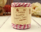 Pink Chunky Baker's Twine  20m - Extra Thick Pink & White Packaging String - 4mm Diameter