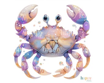 10 Magical Crab Clipart Set - Under the Sea Clipart - Printable Watercolour Clipart - JPEG Clipart Bundle - Commercial Use