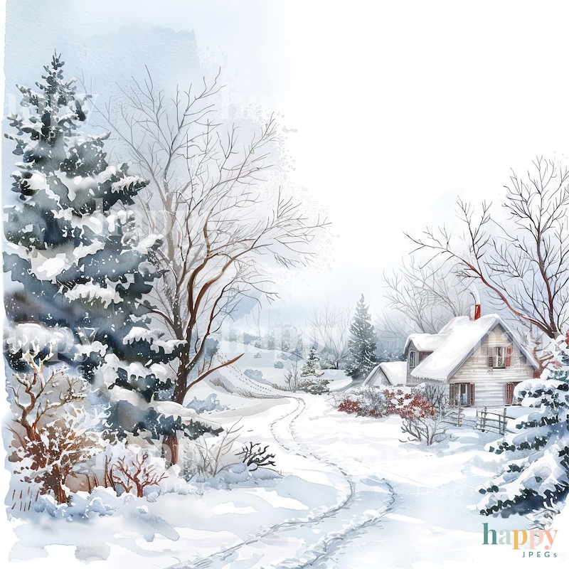Winter Scene Art Etsy