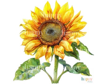 10 Sunflower Clipart - Junk Journal Images - Yellow Flowers Clipart - Printable Watercolour Clipart - High Quality JPGs - Paper Craft