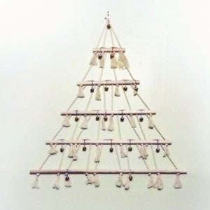 Wall Hanging Macrame Scandinavian Christmas Tree; Best Unbleached Eco Ornament Card Display for Cozy Luxury