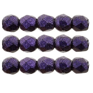 Czech Fire Polished 2mm Round Bead- Metallic Suede Purple (50 Beads)