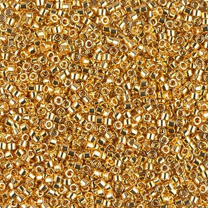 25g Miyuki Delica Seed Bead 11/0 24kt Gold Lined Opal DB230