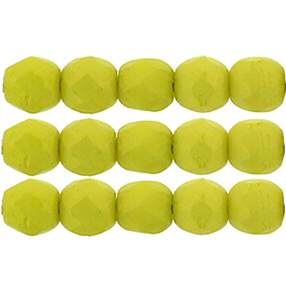Czech Fire Polished 2mm Round Bead Pacifica Honeydew 50