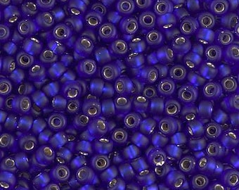 8-20F - Matte Silverlined Cobalt - Miyuki 8/0 Seed Beads
