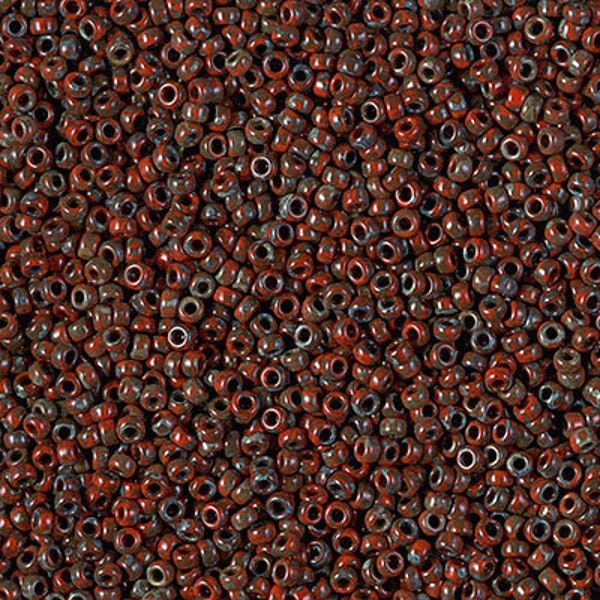 15-4513 - Opaque Red Picasso - Miyuki 15/0 Seed Beads