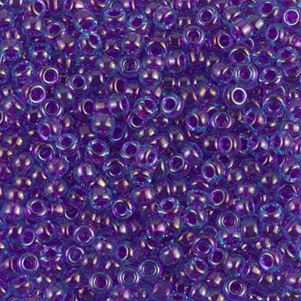 8-352 - Fuchsia Lined Aqua Luster (Was 839) - Miyuki 8/0 Seed Beads