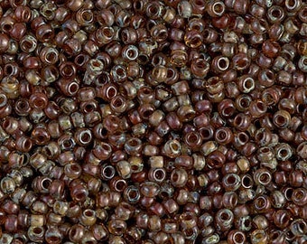 11-4505 - Transparent Light Smoky Topaz Picasso - Miyuki 11/0 Seed Beads