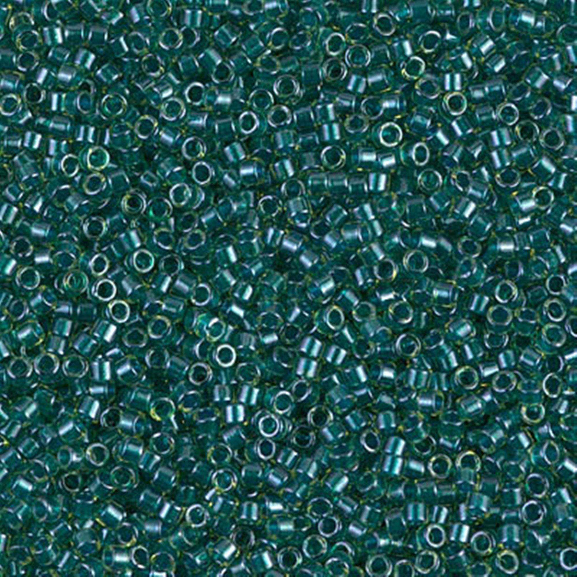 Miyuki出品 Miyuki 11/0 Delica - DB919 - Sparkling Dark Teal Lined Chartreuse