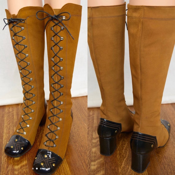 Vintage 1960’s Go Go Laced Boots. Size 7. Super co