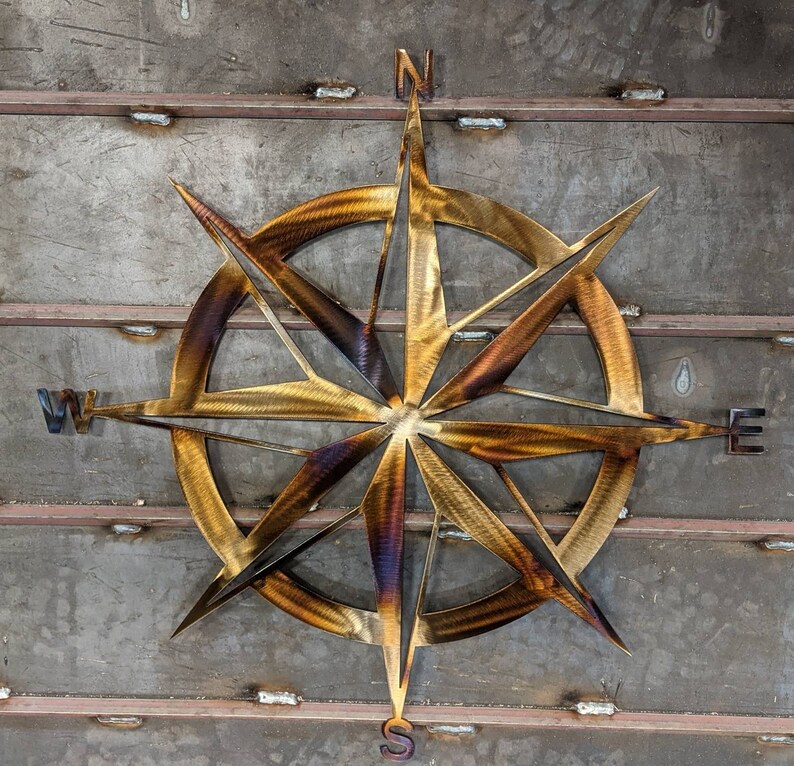 Nautical Compass Rose Metal Wall Art Hanging Home Decor Rustic Etsy