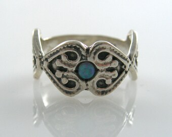 Opal ring. Sterling silver and Opal ring. Ribbon ring. silver ribbon ring. Rustic opal ring. oxidized silver ring. opal jewelry(sr-9636-688)