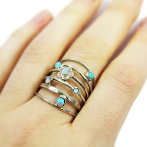 Sterling silver opal ring. Wide opal ring. birthday gift for her, romantic gift ideas, opal jewelry (sr10020-1698