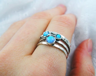 Sterling silver opal ring. birthday gift for her, everyday ring, opal jewelry (sr-9969-1466)