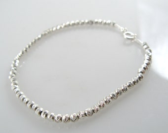 Silver bracelet- Bedded sterling silver bracelet. elegant bracelet. gift for her, gift for mom, jewelry, sterling silver bracelet.