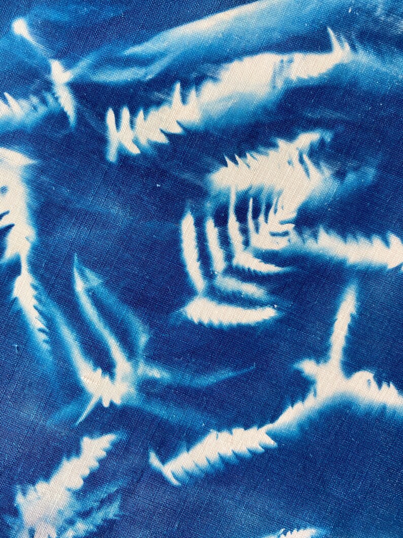 Vintage Doily Blue Table Decor Round Doily Cyanotype Print on Fabric