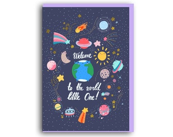 Gender Neutral Newborn Greeting Card. Unisex Baby Congratulations Card