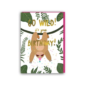 Divertente biglietto di auguri di compleanno con bradipo, biglietto di auguri con gioco di parole, per lui, per lei, per mamma, per papà, per sorella, per fratello, biglietto di auguri con giungla