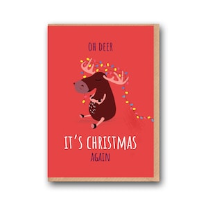 Funny Christmas Cars, Deer Christmas Card, Oh deer è di nuovo Natale, christmas pun card, xmas card per papà, xmas card per lui