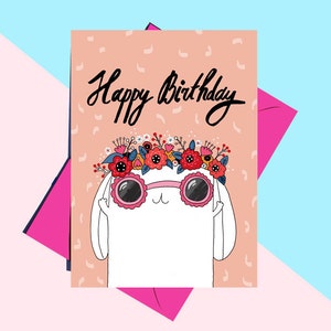 Grappige verjaardagskaart - schattig verjaardagskonijntje, beste vriend - Happy Birthday Card, bloemverjaardagskaart, bloemenkaart, moederkaart, vriendkaart