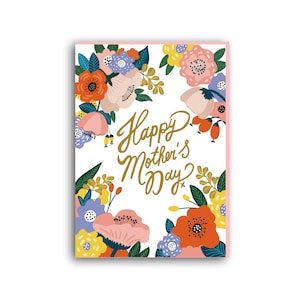 Tarjeta del día de las madres, tarjeta de cumpleaños de mamá linda, tarjeta del día de la madre, tarjeta floral del día de la madre, regalo del día de las madres, tarjeta botánica del día de las madres