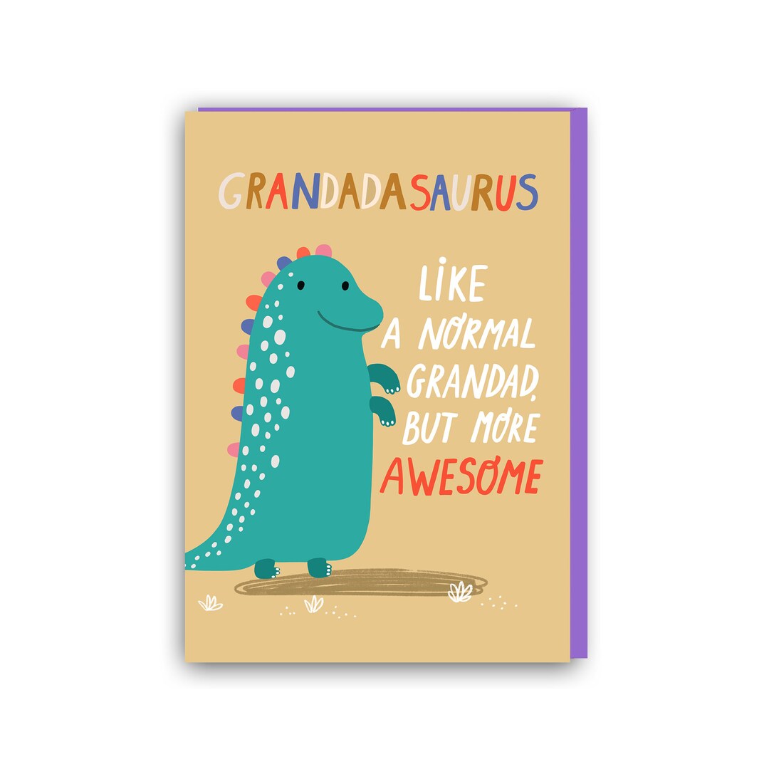 Grandadasaurus Card Father's Day Card for Grandad, Grnadfather Card, Grandadasaurus Card ...