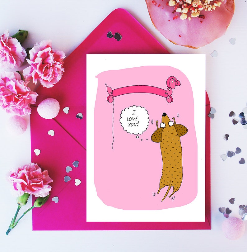 Funny Valentine Card Dachshund Valentines Card I Love You - Etsy