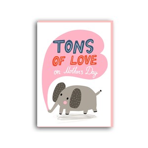 Tarjeta de día de las madres, toneladas de amor, tarjeta de día de las madres elefante, regalo del día de las madres, regalo de la madre, tarjeta del día de las madres felices, mamá, con tarjeta de amor