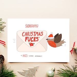 Tarjeta de Navidad divertida, tarjeta de Navidad de mala educación, tarjetas de Navidad para el hermano, tarjetas de navidad groseras para papá, tarjeta de Navidad para adultos, el envío de mierdas