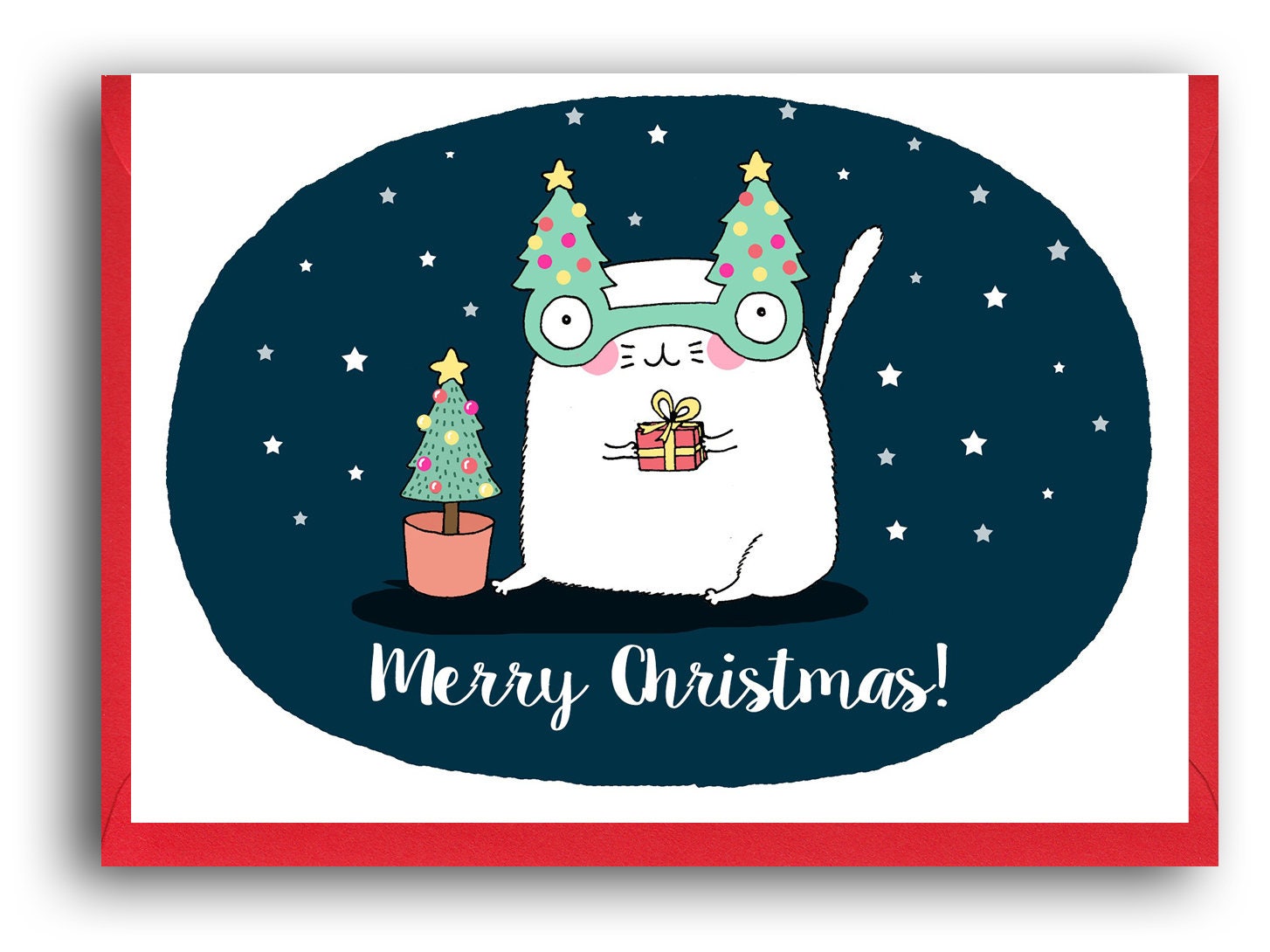 Cat Christmas Card Pack of 6 Christmas Cards Set of 6 Cards Etsy UK