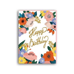 Happy Birthday Floral Card, Happy Birthday Card, Birthday card for her, birthday card for mother, birthday card for mum