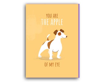 SALE: Funny Valentines Card, Foxterier Valentines card, dog valentines card, gift for him, gift for her, anniversary card, you are the apple