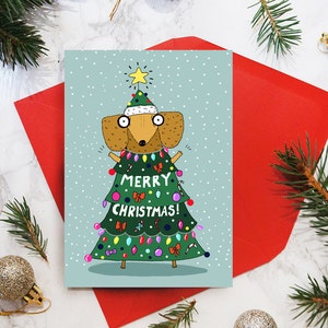 Funny Christmas Card, Dachshund Christmas Card, Sausage Dog Christmas Card, Doxie, Wiener Dog, Sausage dog card, festive sausage dog card 画像 2