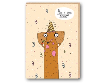 Funny Dachshund Birthday Card: Sausage Dog Greeting