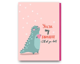 Funny Valentines card, dinosaur card, Jurassic Park card, boyfriend birthday card, greeting card, wife, valentines cards