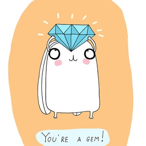You're a gem, Thank you card, Motivational Card, Love Card, Friendship Card, Motivational Card image 2