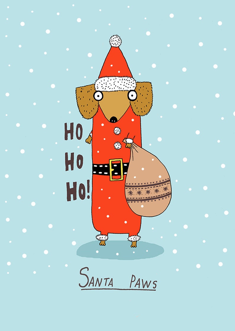Christmas Greeting Card, Dachshund, Sausage Dog, Christmas cards pun, Funny Christmas card, Christmas card funny, Holiday cards image 2